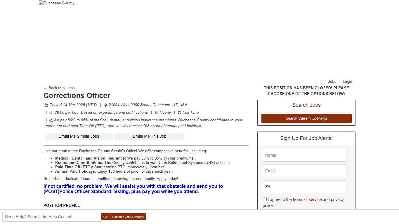 Corrections Officer - Duchesne, UT - Duchesne County Jobs